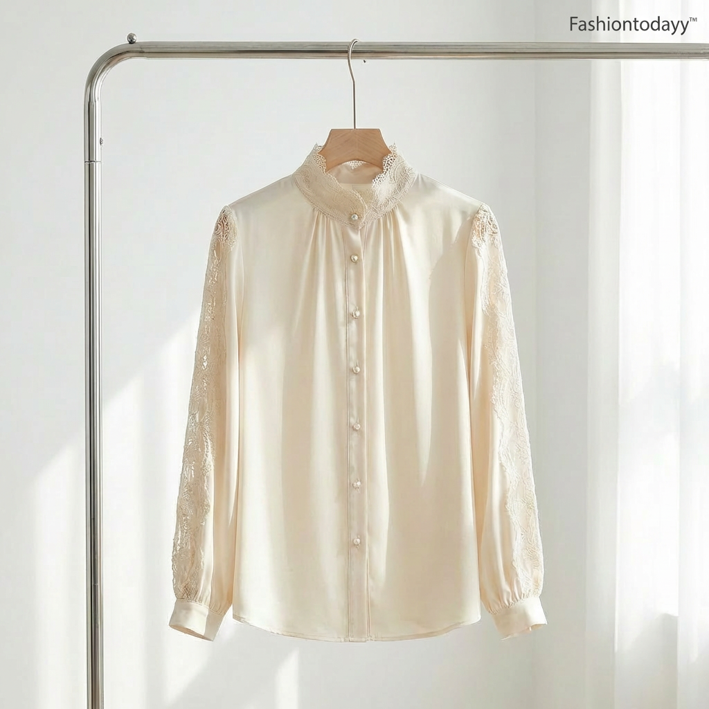 Fashiontodayy™ Luminelle Lace Sleeve Blouse