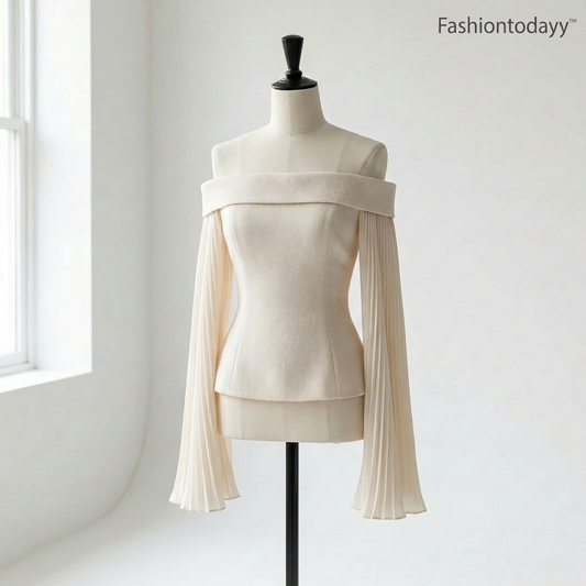 Fashiontodayy™ Aurielle Pleated Sleeve Top